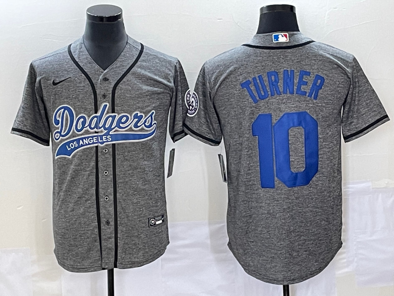 Men's Los Angeles Dodgers Justin Turner #10 Gray Jersey Joint Edition